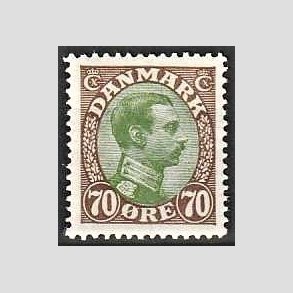 FRIMRKER DANMARK | 1918-20 - AFA 108 - Chr. X 70 re brun/grn - Ubrugt