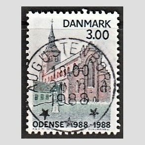 FRIM�RKER DANMARK | 1988 - AFA 906 - Odense By 1000 �r. - 3,00 Kr. flerfarvet - Pragt Stemplet Augustenborg