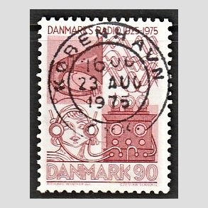 FRIM�RKER DANMARK | 1975 - AFA 583 - Danmarks Radio 50 �r - 90 �re r�d - Pragt Stemplet