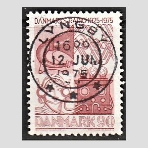 FRIM�RKER DANMARK | 1975 - AFA 583 - Danmarks Radio 50 �r - 90 �re r�d - Pragt Stemplet