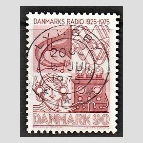 FRIM�RKER DANMARK | 1975 - AFA 583 - Danmarks Radio 50 �r - 90 �re r�d - Pragt Stemplet