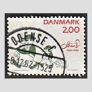 FRIM�RKER DANMARK | 1982 - AFA 762 - Storm P. - 2,00 Kr. r�d/gr�n - Pragt Stemplet