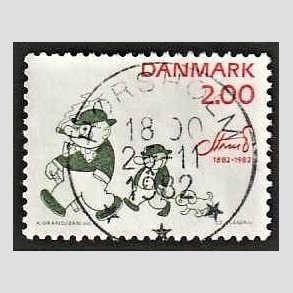 FRIM�RKER DANMARK | 1982 - AFA 762 - Storm P. - 2,00 Kr. r�d/gr�n - Pragt Stemplet