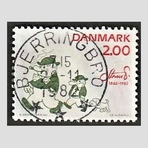 FRIM�RKER DANMARK | 1982 - AFA 762 - Storm P. - 2,00 Kr. r�d/gr�n - Pragt Stemplet Bjerringbro