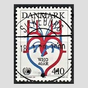 FRIM�RKER DANMARK | 1988 - AFA 909 - WHO 40 �r - 4,10 Kr. flerfarvet - Lux Stemplet