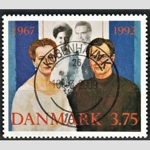 FRIM�RKER DANMARK | 1992 - AFA 1023 - S�lvbryllup - 3,75 Kr. flerfarvet - Pragt Stemplet