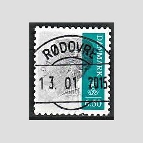 FRIMRKER DANMARK | 2010 - AFA 1607E - Dronning Margrethe II - 6,50 Kr. gr/blgrn - Pragt Stemplet