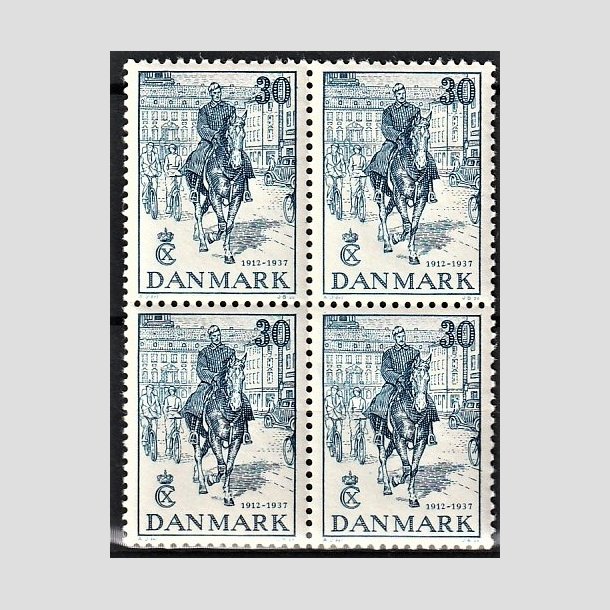 FRIMRKER DANMARK | 1937 - AFA 242 - Chr. X 25 rs jubilum 30 re bl i 4-blok - Postfrisk