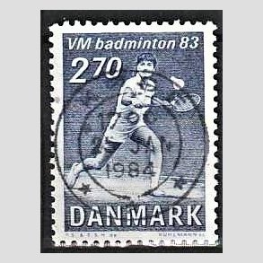 FRIM�RKER DANMARK | 1983 - AFA 767 - WM i Badminton - 2,70 Kr. bl� - Pragt Stemplet