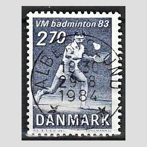 FRIM�RKER DANMARK | 1983 - AFA 767 - WM i Badminton - 2,70 Kr. bl� - Pragt Stemplet
