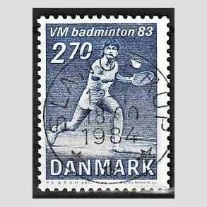 FRIM�RKER DANMARK | 1983 - AFA 767 - WM i Badminton - 2,70 Kr. bl� - Pragt Stemplet