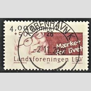 FRIMRKER DANMARK | 2002 - AFA 1314 - LEV - 4,00 Kr. + 50 re rd/sort - Pragt Stemplet