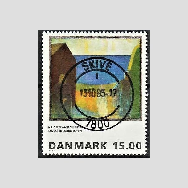 FRIMRKER DANMARK | 1995 - AFA 1100 - Niels Lergaard - 15,00 Kr. flerfarvet - Pragt Stemplet