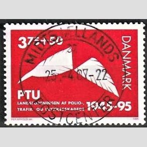 FRIMRKER DANMARK | 1995 - AFA 1096 - PTU - 3,75 Kr. + 50 re rd - Pragt Stemplet Midtsjlland