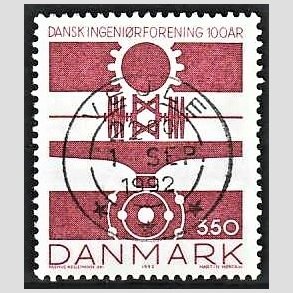 FRIM�RKER DANMARK | 1992 - AFA 1013 - Ingeni�rforeningen 100 �r. - 3,50 Kr. r�d - Lux Stemplet