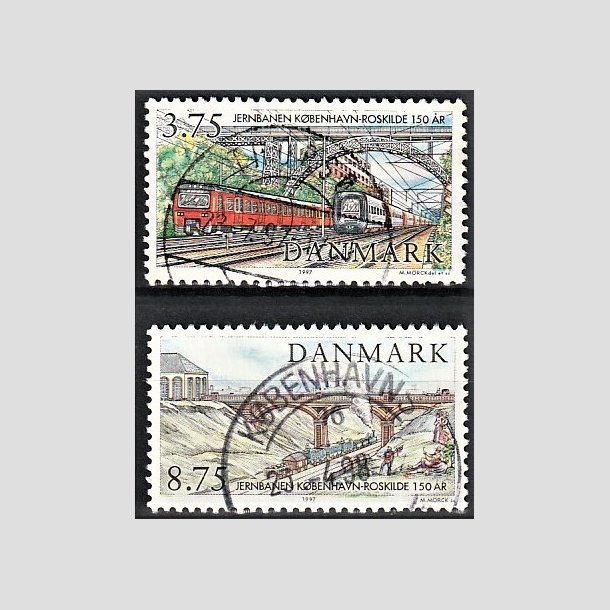 FRIMRKER DANMARK | 1997 - AFA 1148,1149 - Kbenhavn-Roskilde - 3,75 + 8,75 Kr. flerfarvet - Lux Stemplet