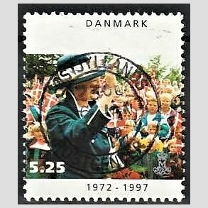 FRIM�RKER DANMARK | 1997 - AFA 1137 - 25 �rs jubil�um - 5,25 Kr. flerfarvet - Pragt Stemplet