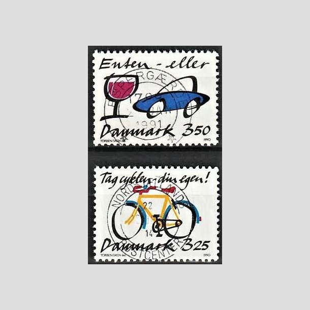 FRIMRKER DANMARK | 1990 - AFA 980,981 - Cykeltyveri mv.- 3,25 + 3,50 Kr. flerfarvet - Pragt Stemplet