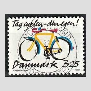 FRIMRKER DANMARK | 1990 - AFA 980 - Cykeltyveri - 3,25 Kr. flerfarvet - Pragt Stemplet