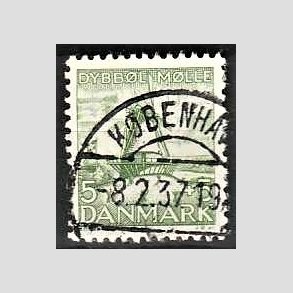 FRIMRKER DANMARK | 1937 - AFA 236 - Dybbl Mlle - 5 + 5 re grn - Lux Stemplet