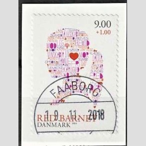 FRIMRKER DANMARK | 2013 - AFA 1768 - Red barnet - 9,00 + 1 Kr. flerfarvet p klip - Pragt Stemplet