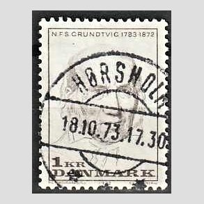 FRIM�RKER DANMARK | 1972 - AFA 524 - N. F. S. Grundtvig - 1 Kr. lysbrun - Lux Stemplet