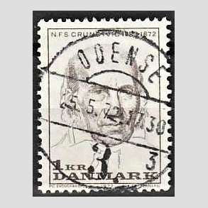 FRIM�RKER DANMARK | 1972 - AFA 524 - N. F. S. Grundtvig - 1 Kr. lysbrun - Lux Stemplet