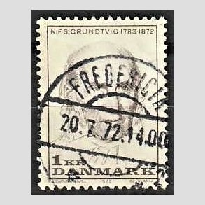 FRIM�RKER DANMARK | 1972 - AFA 524 - N. F. S. Grundtvig - 1 Kr. lysbrun - Lux Stemplet