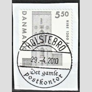 FRIMRKER DANMARK | 2010 - AFA 1614E - Ribe 1300 r. - 5,50 Kr. grsort p klip - Pragt Stemplet