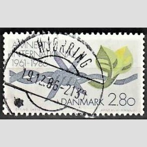 FRIM�RKER DANMARK | 1986 - AFA 850 - Amnesty International 25 �r - 2,80 Kr. flerfarvet - Pragt Stemplet