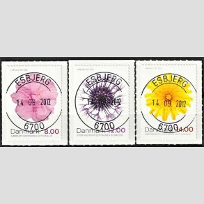 FRIM�RKER DANMARK | 2012 - AFA 1715-17 - Efter�rsblomster - 8-14,00 Kr. flerfarvet - Pragt Stemplet