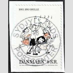 FRIM�RKER DANMARK | 2016 - AFA 1864 - B�rnesange - 8,00 Kr. flerfarvet p� klip - Pragt Stemplet