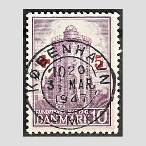 FRIM�RKER DANMARK | 1944 - AFA 283 - R�de Kors provisorium - + 5/ 10 �re violet - Pragt Stemplet K�benhavn