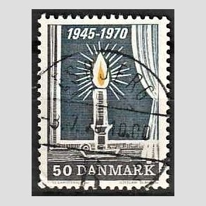FRIM�RKER DANMARK | 1970 - AFA 496 - Danmark bes�ttelses oph�r 25 �r - 50 �re brun/gul/gr� - Pragt Stemplet Esbjerg