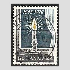 FRIM�RKER DANMARK | 1970 - AFA 496 - Danmark bes�ttelses oph�r 25 �r - 50 �re brun/gul/gr� - Pragt Stemplet