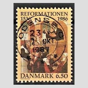 FRIM�RKER DANMARK | 1986 - AFA 874 - Reformationen - 6,50 Kr. flerfarvet - Pragt Stemplet