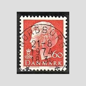 FRIMRKER DANMARK | 1974 - AFA 572 - Dronning Margrethe - 60 re orange - Pragt Stemplet Nordborg