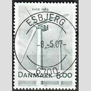 FRIM�RKER DANMARK | 2007 - AFA 1494 - Danske vindm�ller - 6,00 Kr. gr�n - Pragt Stemplet