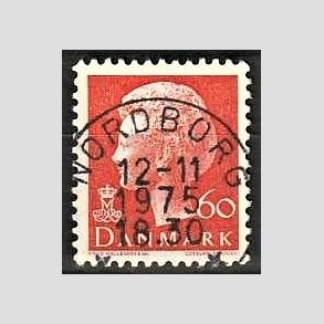 FRIMRKER DANMARK | 1974 - AFA 572 - Dronning Margrethe - 60 re orange - Pragt Stemplet Nordborg