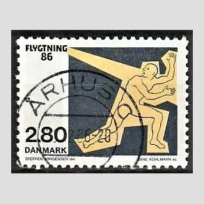 FRIM�RKER DANMARK | 1986 - AFA 872 - Flygtning 86 - 2,80 Kr. flerfarvet - Pragt Stemplet