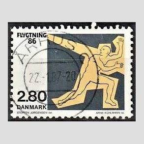 FRIM�RKER DANMARK | 1986 - AFA 872 - Flygtning 86 - 2,80 Kr. flerfarvet - Pragt Stemplet
