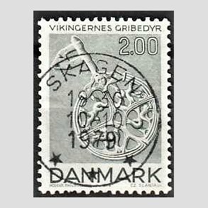 FRIM�RKER DANMARK | 1979 - AFA 685 - Vikingetiden - 2 Kr. gr�nbl� - Pragt Stemplet