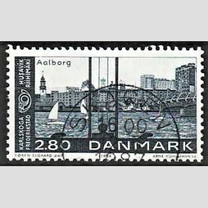 FRIM�RKER DANMARK | 1986 - AFA 859 - Venskabsbyer - 2,80 Kr. bl� - Pragt Stemplet