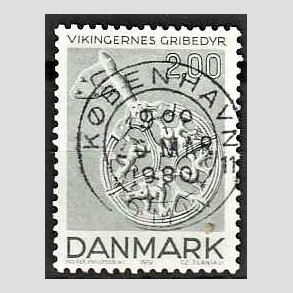 FRIM�RKER DANMARK | 1979 - AFA 685 - Vikingetiden - 2 Kr. gr�nbl� - Pragt Stemplet