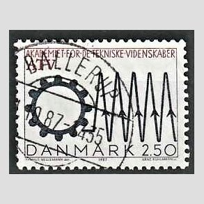 FRIMRKER DANMARK | 1987 - AFA 884 - Tekniske akademi 50 r - 2,50 Kr. sort/rd - Pragt Stemplet