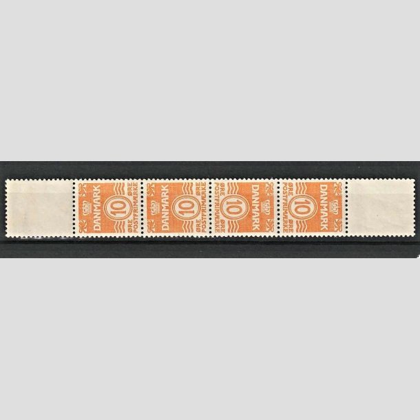 FRIMRKER DANMARK | 1933 - AFA 202 - Blgelinie 10 re orange i TETE-BECHE nr. 3 komplet 4-stribe - Postfrisk