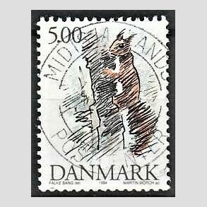 FRIM�RKER DANMARK | 1994 - AFA 1078 - Truede danske dyr - 5,00 Kr. Egern - Pragt Stemplet