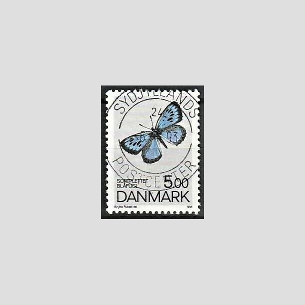 FRIMRKER DANMARK | 1993 - AFA 1038 - Danske sommerfugle - 5,00 Kr. flerfarvet - Pragt Stemplet