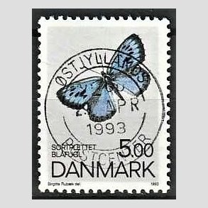 FRIM�RKER DANMARK | 1993 - AFA 1038 - Danske sommerfugle - 5,00 Kr. flerfarvet - Pragt Stemplet