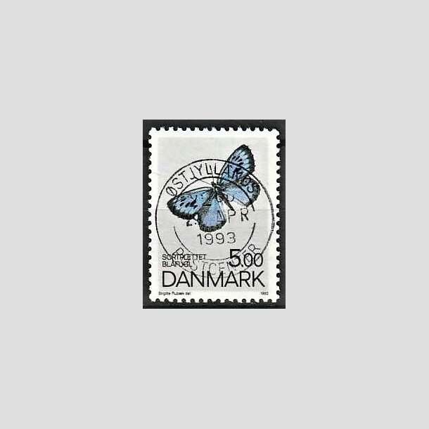 FRIMRKER DANMARK | 1993 - AFA 1038 - Danske sommerfugle - 5,00 Kr. flerfarvet - Pragt Stemplet
